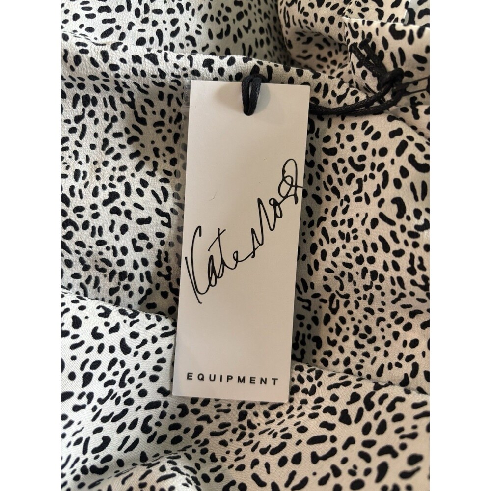 Kate Moss Equipment Mallorie Nature White True Black 100% Silk Mini Dress Medium - Picture 4 of 7